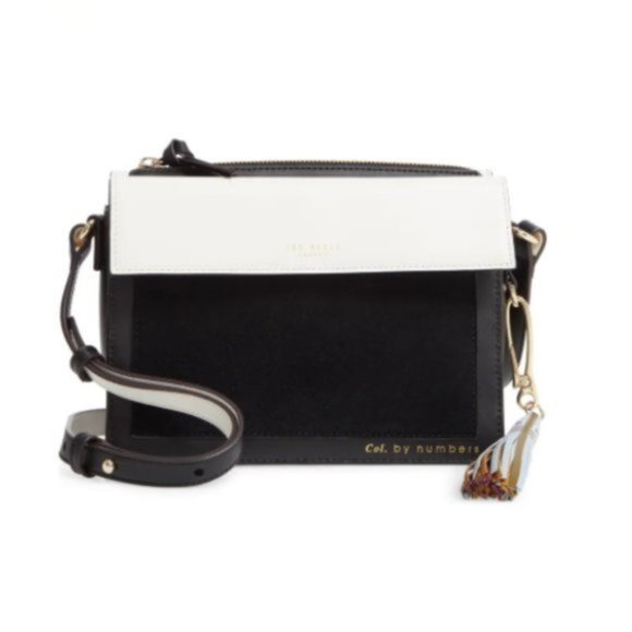 TED BAKER LONDON Colour by Numbers Glacial Leather Crossbody White Black Blue - Picture 2 of 16